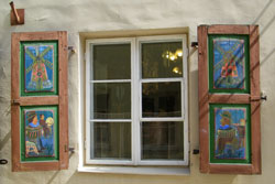 decorated window old town vilnius