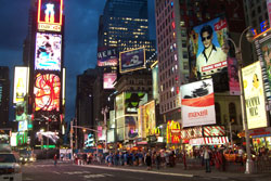 times square at night new york city