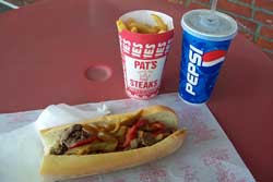 pats king of steaks cheesesteak sandwich philadelphia pennsylvania